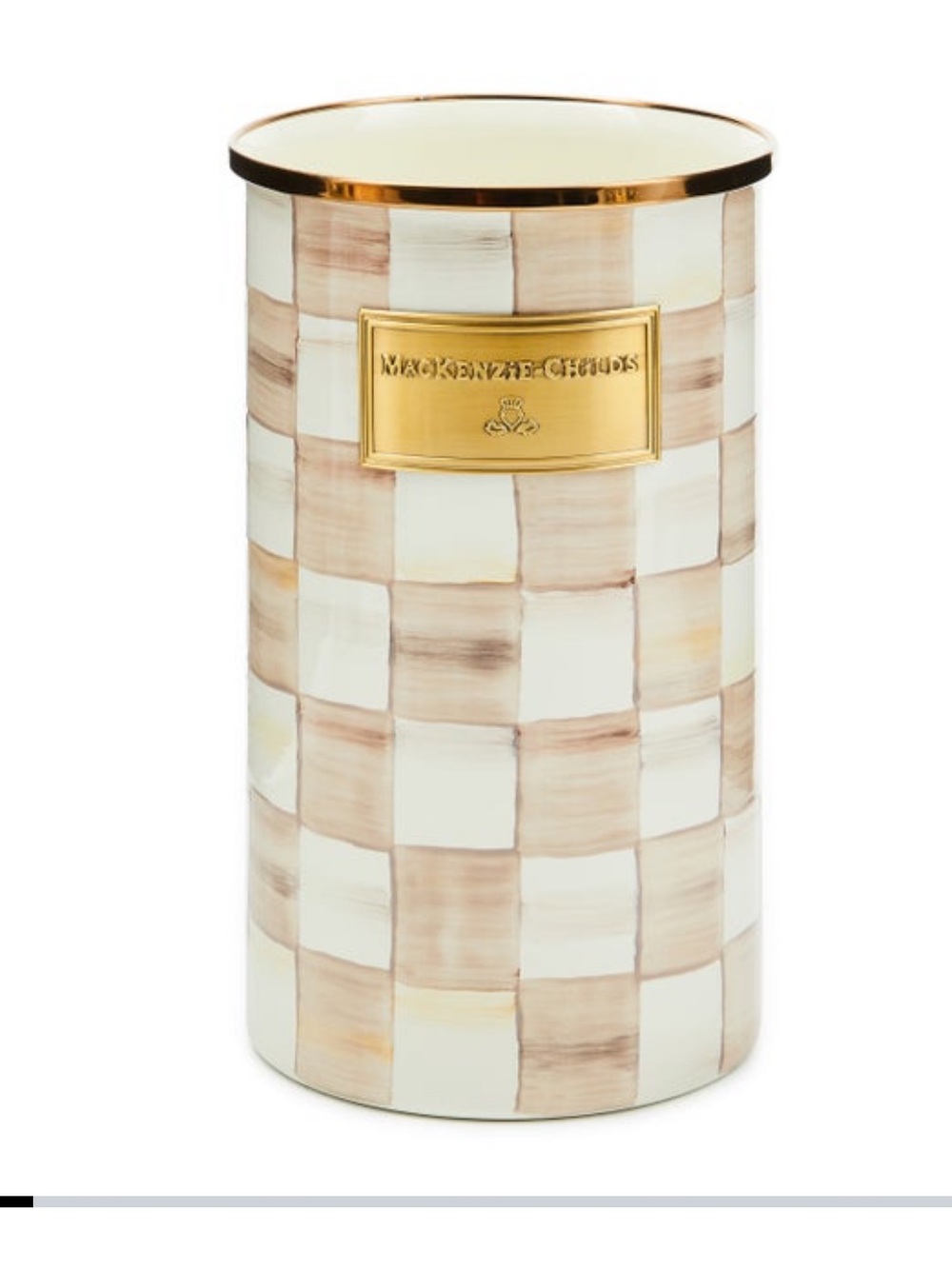 Makenzie Childs utensil holder - mocha check